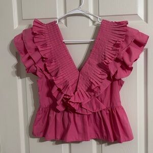 Entro Pink Ruffle Blouse